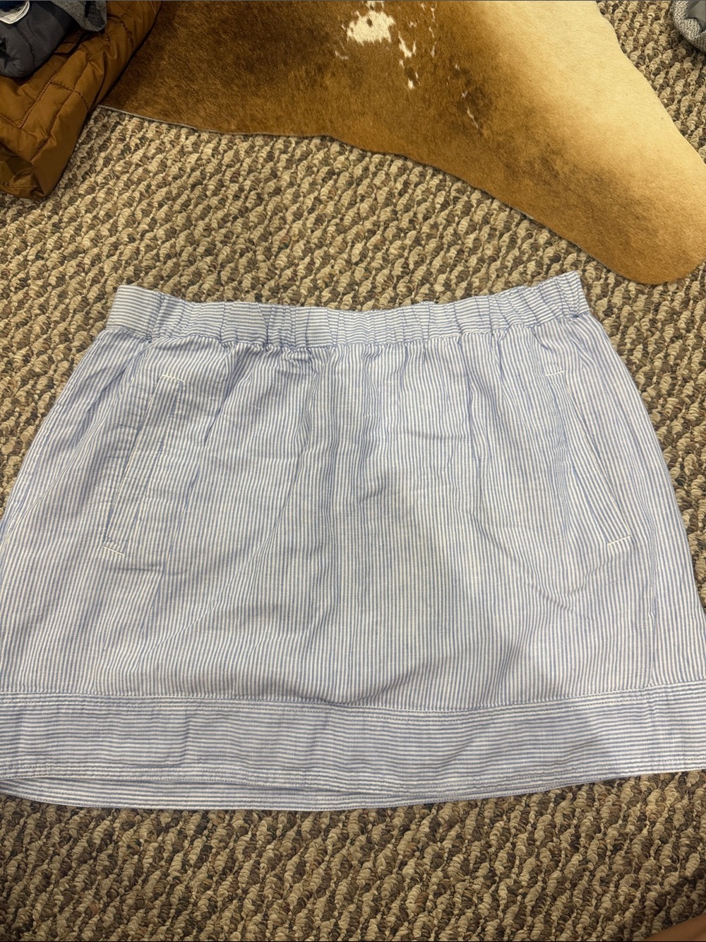 J. Crew Blue and White Striped Mini Skirt